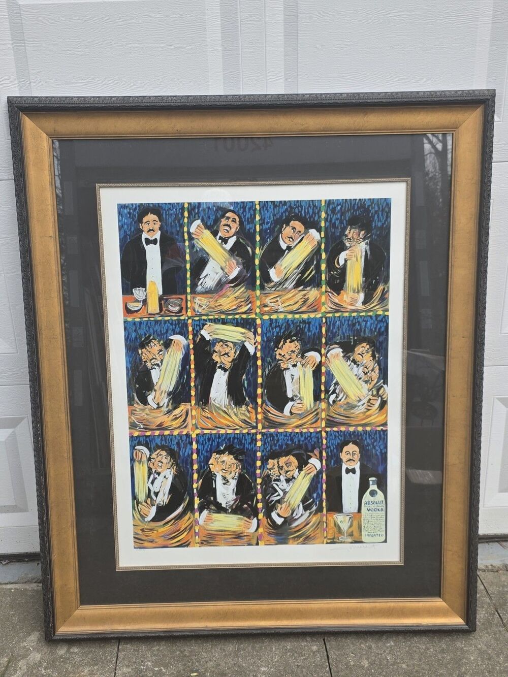 Guy Buffet, Absolut Martini Large 40X50 Exquisite Frame Sign L/E Serigraph COA